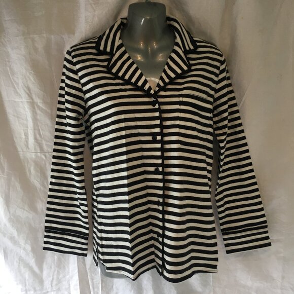 kate spade Other - *HOST PICK* Kate Spade Pajama Top Classic Brushed Cotton Black White Stripe XS